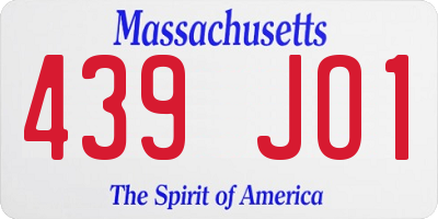 MA license plate 439JO1