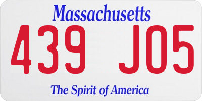 MA license plate 439JO5