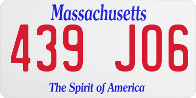 MA license plate 439JO6