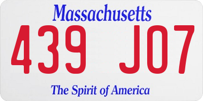 MA license plate 439JO7