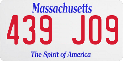 MA license plate 439JO9