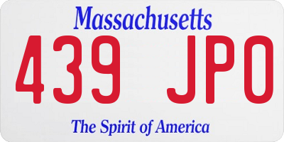 MA license plate 439JP0
