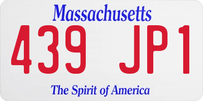 MA license plate 439JP1