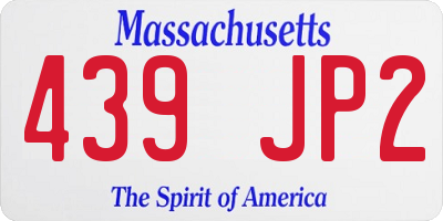 MA license plate 439JP2