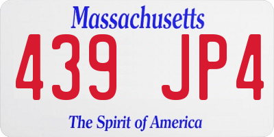 MA license plate 439JP4