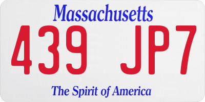 MA license plate 439JP7