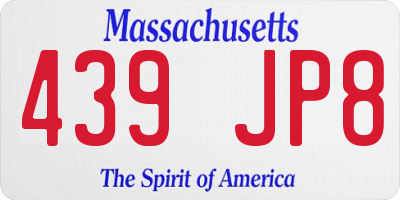 MA license plate 439JP8
