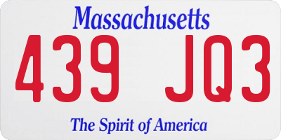 MA license plate 439JQ3