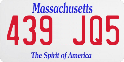 MA license plate 439JQ5