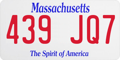 MA license plate 439JQ7