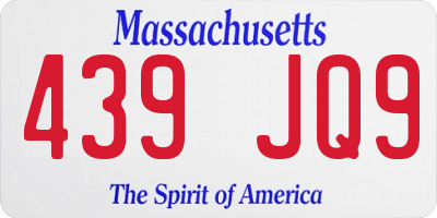 MA license plate 439JQ9