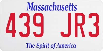 MA license plate 439JR3