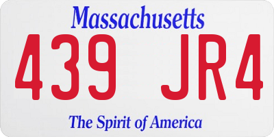MA license plate 439JR4
