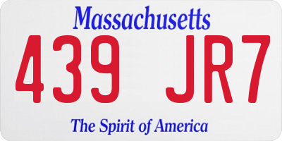 MA license plate 439JR7