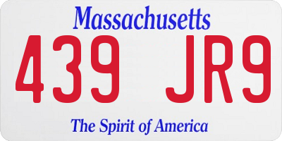 MA license plate 439JR9