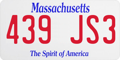 MA license plate 439JS3