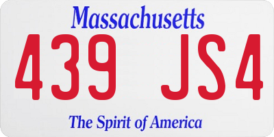 MA license plate 439JS4