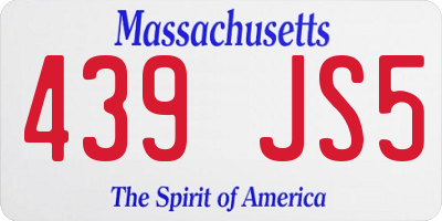 MA license plate 439JS5