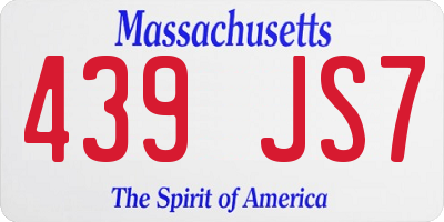 MA license plate 439JS7