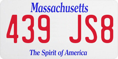 MA license plate 439JS8