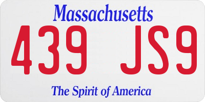MA license plate 439JS9