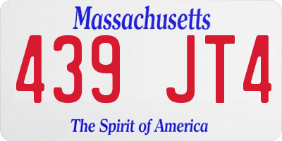 MA license plate 439JT4