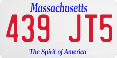 MA license plate 439JT5