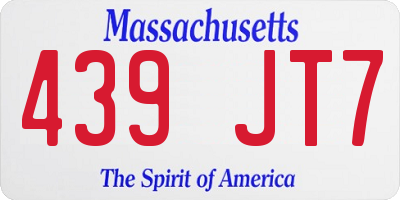 MA license plate 439JT7