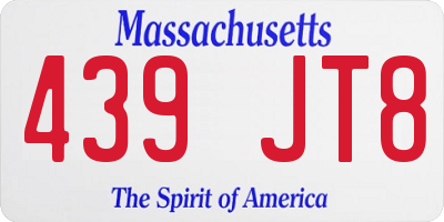 MA license plate 439JT8