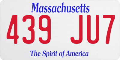 MA license plate 439JU7