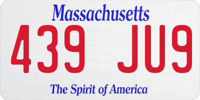 MA license plate 439JU9