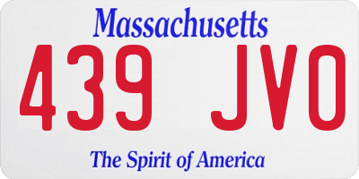 MA license plate 439JV0