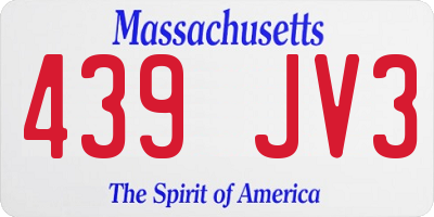 MA license plate 439JV3