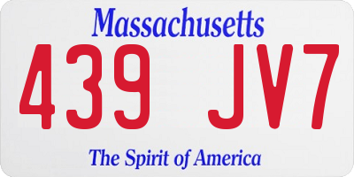 MA license plate 439JV7