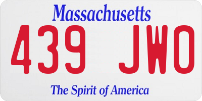 MA license plate 439JW0