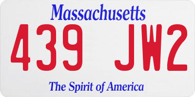 MA license plate 439JW2