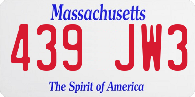 MA license plate 439JW3