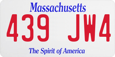 MA license plate 439JW4