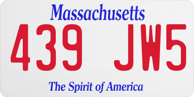 MA license plate 439JW5