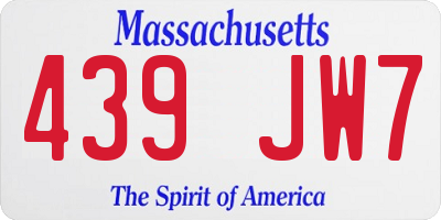 MA license plate 439JW7