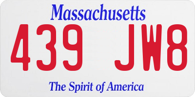 MA license plate 439JW8