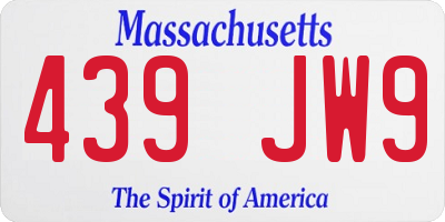MA license plate 439JW9