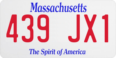 MA license plate 439JX1