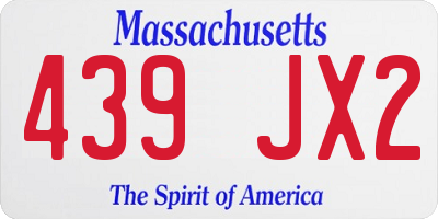 MA license plate 439JX2