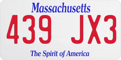 MA license plate 439JX3