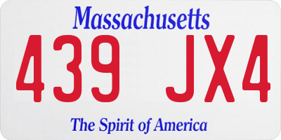 MA license plate 439JX4
