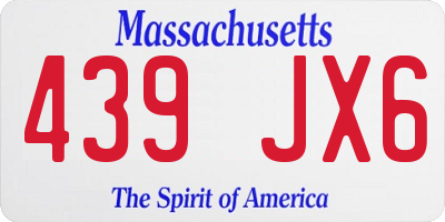 MA license plate 439JX6