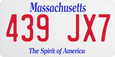 MA license plate 439JX7