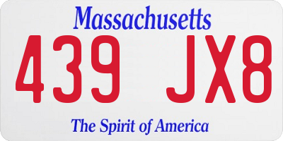 MA license plate 439JX8