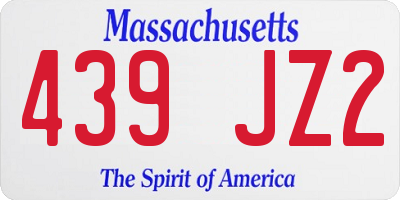 MA license plate 439JZ2